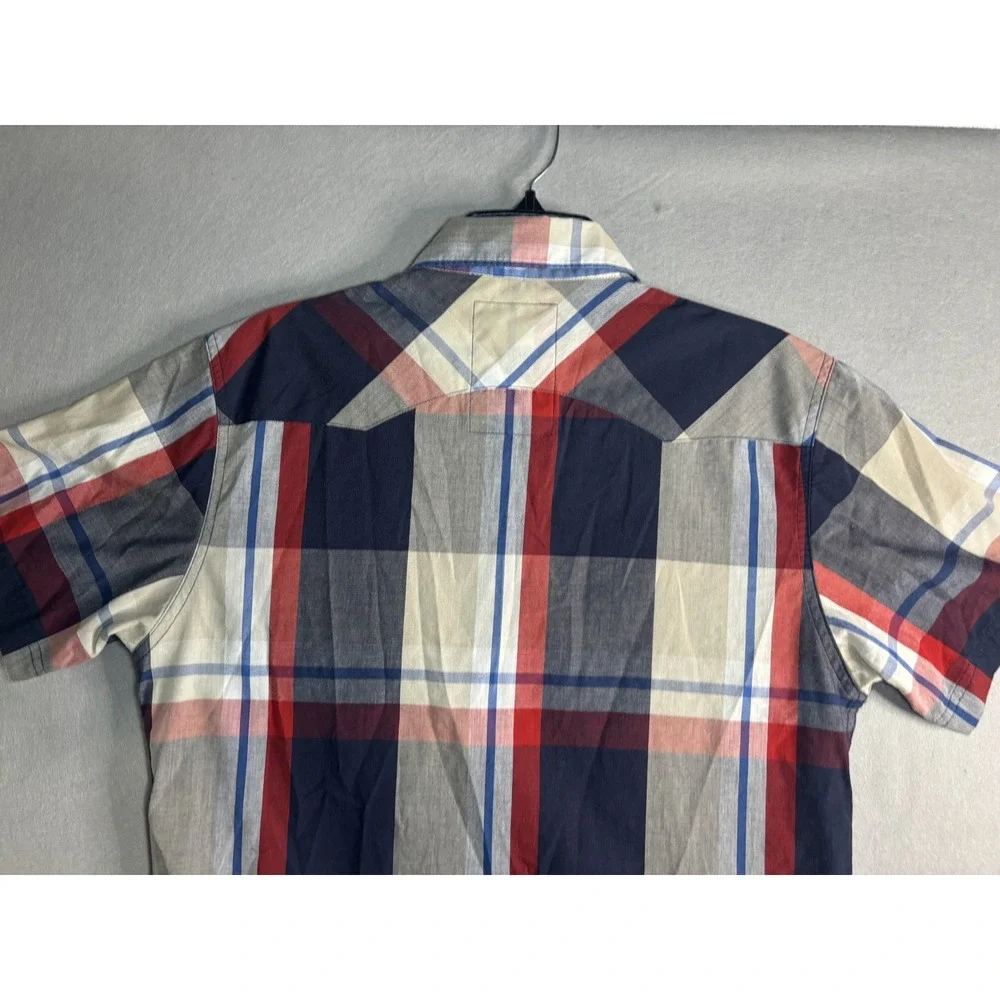 Levi's Western Pearl Snap Plaid Shirt Men's Medium Red/Navy